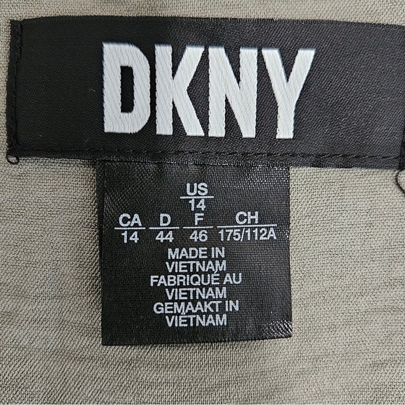 DKNY Sleeveless Belted Shirtdress Flared Vacation Office Summer Olive‎ Green - Picture 10 of 12